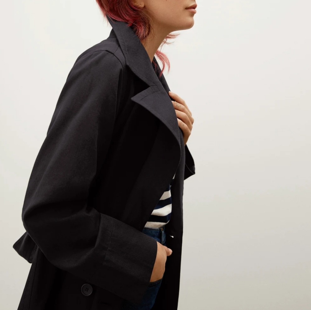 Everlane Drape Trench Coat (Black, Small)